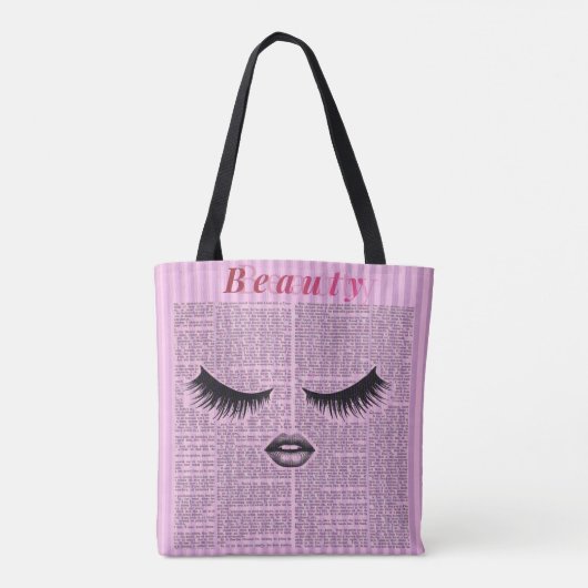 Feminine Pink Shoulder Tote with Lash Illustration Tasche (Rückseite)