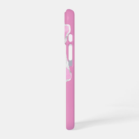 Feminine Pink & Silver Glitter Agate 4 photos iPhone 16 Hülle (Linke Seite)