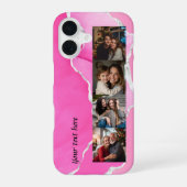 Feminine Pink & Silver Glitter Agate 4 photos iPhone 16 Hülle (Rückseite)