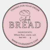Feminine Pink Sourdough Brot Danke Sticker (Vorderseite)