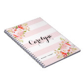 Feminine Pink Stripes Personalisiertes Notebook Notizblock (Rechte Seite)