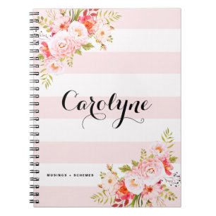 Feminine Pink Stripes Personalisiertes Notebook Notizblock