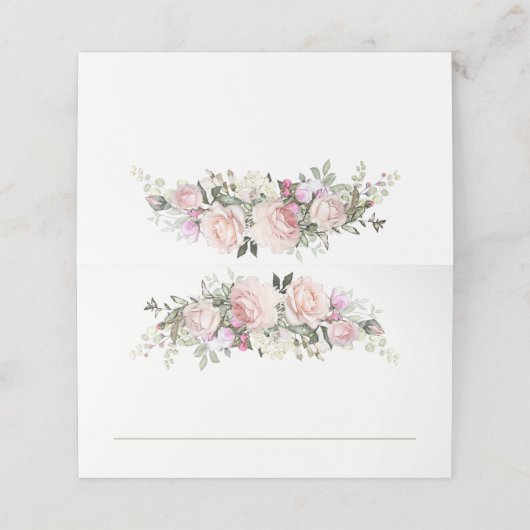 Feminine Pink Summer Rose Garden Platzkarte (Außenseite Aufgefaltet)