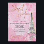Feminine Pink und Gold Eiffelturm Paris Sweet 16 Einladung<br><div class="desc">Feminine Paris Sweet 16 Einladungen. Dieses elegante Aquarelldesign besticht durch den Eiffelturm von Paris mit seinen rosa und goldenen Highlights. Die Begriffe "16 . Geburtstag" und "ooh la la!" werden in Gold und Bordeaux handgeschrieben, während der Einladungstext ein ordentliches Skript und eine moderne Typografie verwendet. Die Einrichtung ist leicht marmoriert,...</div>