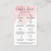 Feminine Pink Wasserfarbe Pulver Brows Aftercare Visitenkarte (Vorderseite)
