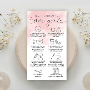 Feminine Pink Watercolor Teeth Whitening Aftercare Visitenkarte