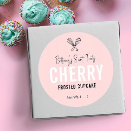 Feminine Pink & White Desserts - Verpackungsdesign Runder Aufkleber