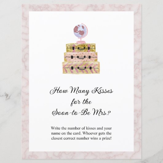 Feminine Pink Wie viele Kisses Brautparty Game (Vorderseite)