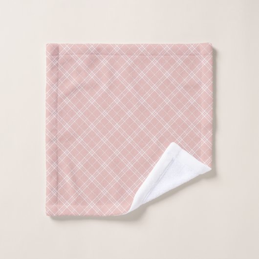 Feminine Plaid Towel Elegant Rose Gold Accent Badhandtuch Set (Waschlappen)