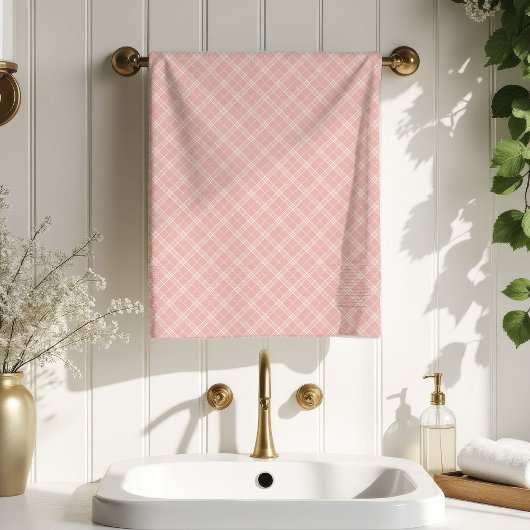 Feminine Plaid Towel Elegant Rose Gold Accent Badhandtuch Set