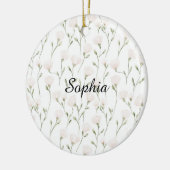 Feminine Pretty Blush Pink Flowers Christmas Keramik Ornament (Links)