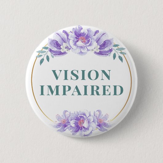 Feminine Purple Rose Floral Vision Impaired Button (Vorderseite)