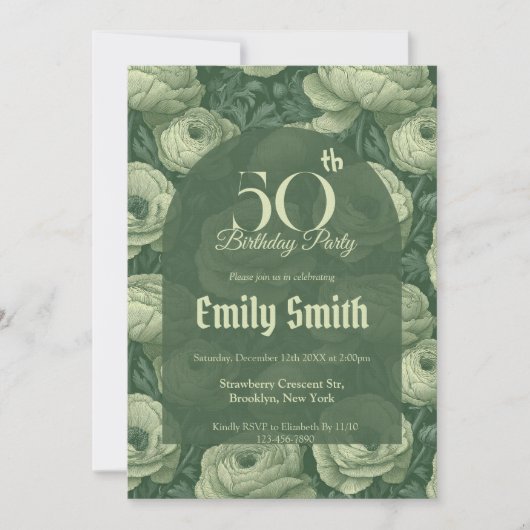 Feminine Ranunculus Aesthetic Birthday Einladung (Vorderseite)