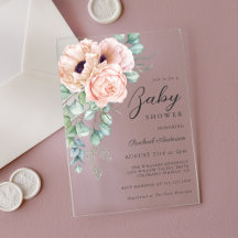 Feminine rosa Aquarell-Blumen-Baby-Party