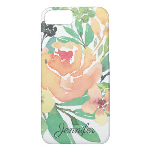 Feminine rosa Aquarellpeere Blätter personalisiert Case-Mate iPhone Hülle