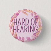 Feminine rosa Blätter Kraut schwer zu hören Button (Vorderseite)