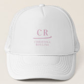 Feminine rosa Monogramm Name Golfer Truckerkappe (Vorderseite)