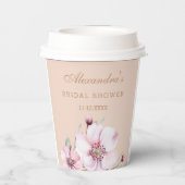 Feminine Rosa Rose Brautparty Pappbecher (Rückseite)