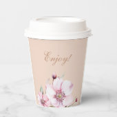 Feminine Rosa Rose Brautparty Pappbecher (Vorderseite)