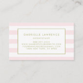 Feminine rosa Streifen und Peonies Business Card Visitenkarte (Rückseite)