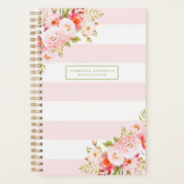 Feminine rosa Streifen und Peonys Custom Planner Planer