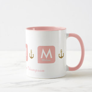 feminine rosa Tasse für sie mit Ankern