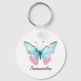 Feminine rosa und aqua personalisierte Butterfly Schlüsselanhänger