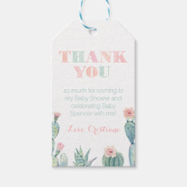 Feminine Rosa und grünes Party mit Peelingdusche Geschenkanhänger