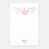 Feminine rosa Wäscheleine ausschneiden Post-it Klebezettel (Vorderseite)