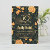 Feminine Rose Sparkle Milestone Birthday Einladung (Stehend Vorderseite)