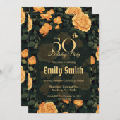 Feminine Rose Sparkle Milestone Birthday Einladung (Vorne/Hinten)