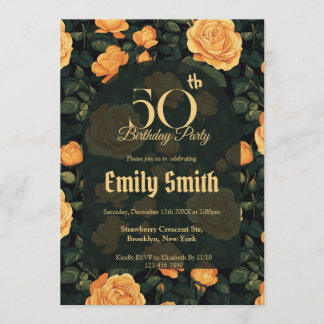 Feminine Rose Sparkle Milestone Birthday Einladung