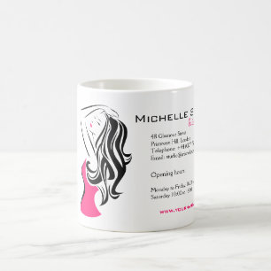 Feminine schwarze und rosa Mode Mädchen Haarstylin Kaffeetasse