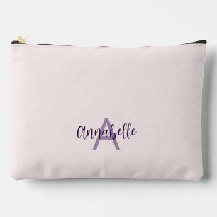 Feminine Script Type Initials & Name Blush Violet Zubehörtasche