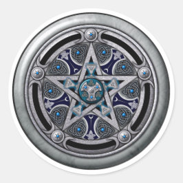 Feminine Silver Pagan Pentagramm Runder Aufkleber