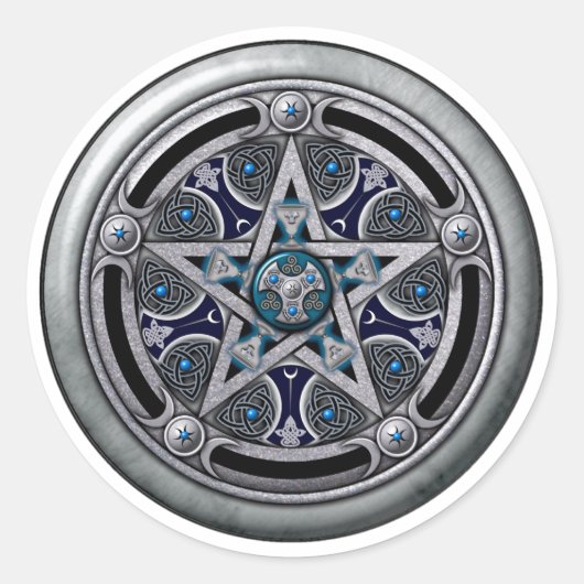 Feminine Silver Pagan Pentagramm Runder Aufkleber (Vorderseite)
