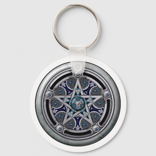 Feminine Silver Pagan Pentagramm Schlüsselanhänger (Vorderseite)