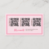 Feminine Social Pink Script QR-Code Visitenkarte (Rückseite)