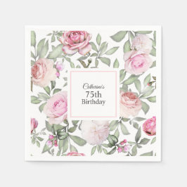 Feminine Summer Rose Garden Floral 75. Geburtstag Serviette