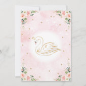 Feminine Swan Princess Pink Gold Baby Dusche Einladung (Rückseite)