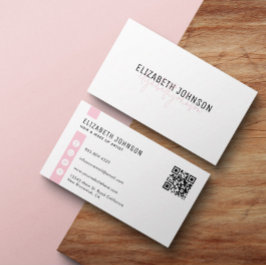 Feminine Sweet Pink Minimalistischer QR-Code Visitenkarte