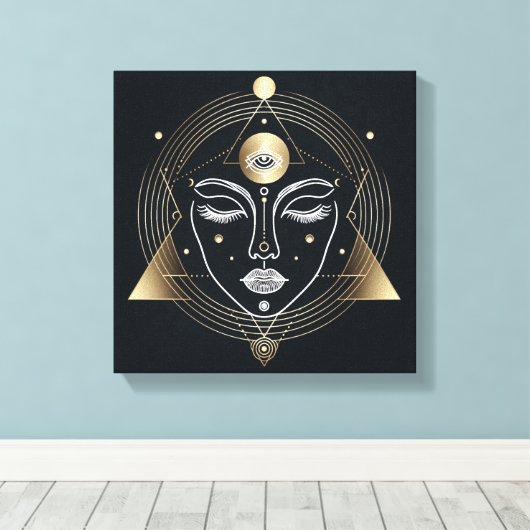 Feminine Third Eye with Golden Geometry Leinwanddruck (Insitu (Holzboden))