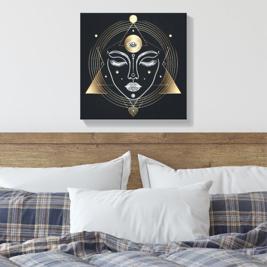 Feminine Third Eye with Golden Geometry Leinwanddruck (Insitu (Schlafzimmer))
