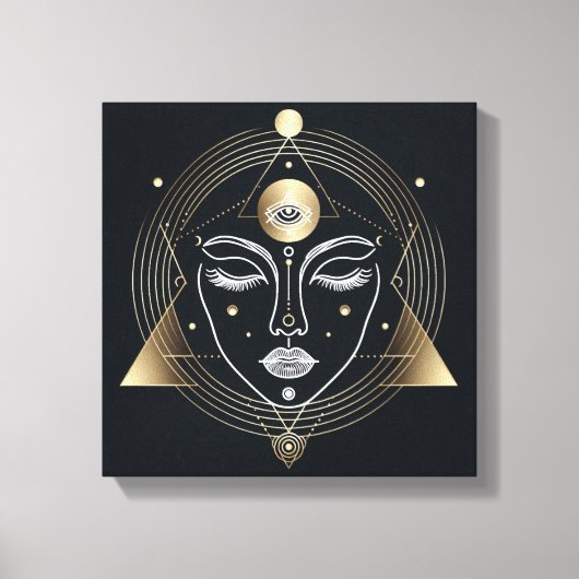 Feminine Third Eye with Golden Geometry Leinwanddruck (Vorderseite)