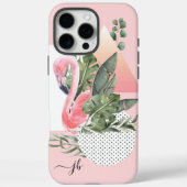 Feminine Tropischer Flamingo mit Monogramm Case-Mate iPhone Hülle (Rückseite)