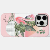 Feminine Tropischer Flamingo mit Monogramm Case-Mate iPhone Hülle (Rückseite (Horizontal))