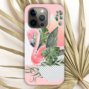 Feminine Tropischer Flamingo mit Monogramm Case-Mate iPhone 14 Pro Hülle