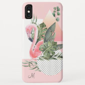 Feminine Tropischer Flamingo mit Monogramm Case-Mate iPhone Hülle (Rückseite)