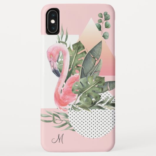 Feminine Tropischer Flamingo mit Monogramm Case-Mate iPhone Hülle (Rückseite)