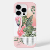 Feminine Tropischer Flamingo mit Monogramm Case-Mate iPhone Hülle (Rückseite)